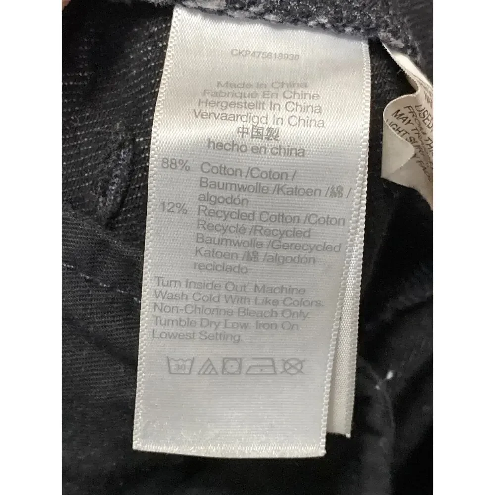 Madewell Baggy Straight Women's Black High Rise Pleated Denim Jeans Size 25